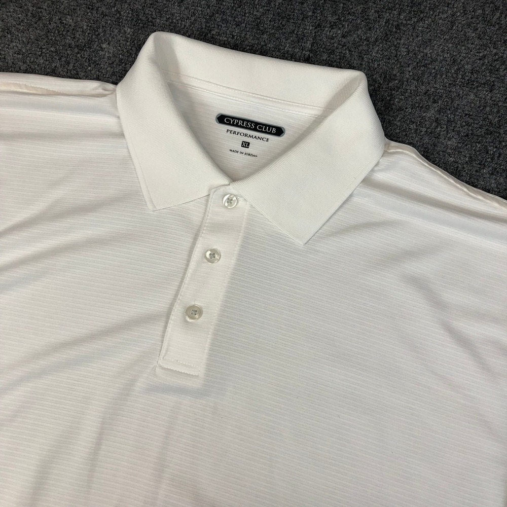 Cypress Club Performance Polo‎ Shirt Mens XL White Short Sleeve Golf Casual